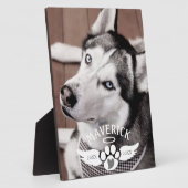 Dog Memorial Pawprint Heart Angel Wings Foto Fotoplatte (Seite)