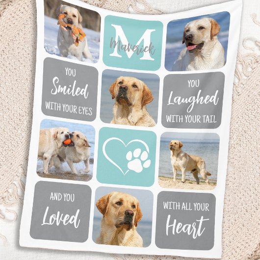 Dog-Memorial Personalisiert 6 Bildkollektion Fleecedecke