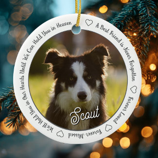 Dog Memorial Photo Forever Loved & Missed Keepsake Keramik Ornament