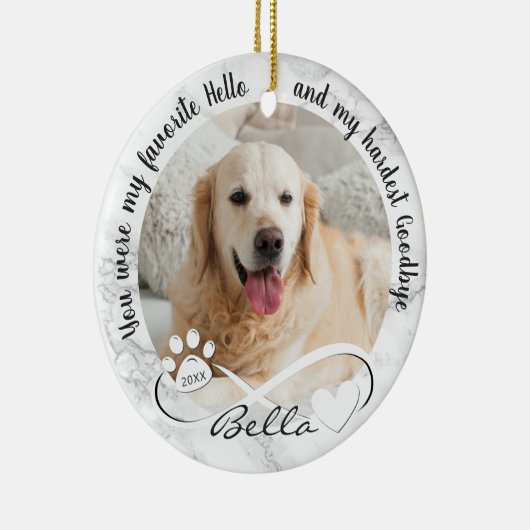 Dog Memorial Zitat 2 Foto Pawprint Herz Unendlichk Keramik Ornament (Rechts)