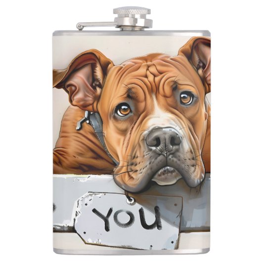 Dog Miss You Flask Flachmann (Vorderseite)