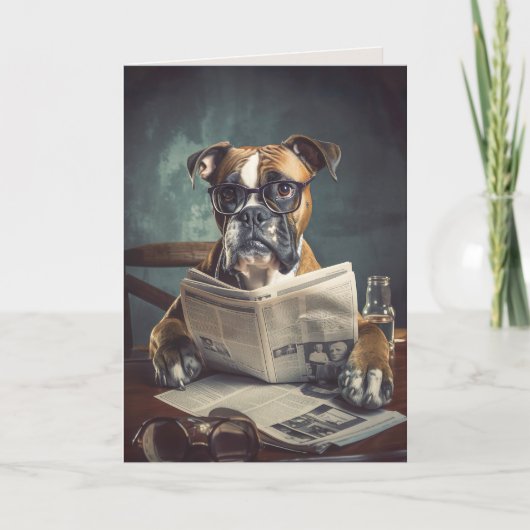 Dog mit Eyeglasses Reading Newspaper Faltkarte Dankeskarte (Vorderseite)