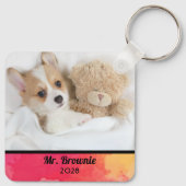 Dog mom colorful foto name schlüsselanhänger (Rückseite)