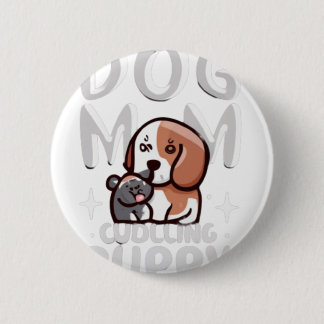 Dog Mom Cuddling Puppy Gift Tags Button