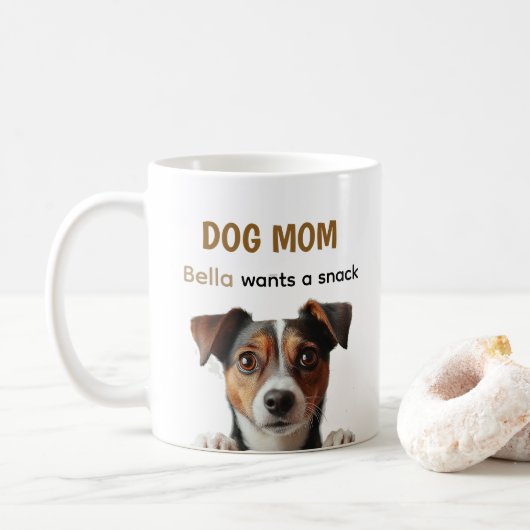 Dog Mom Cute Puppy Coffee Quote Design Kaffeetasse (Mit Donut)