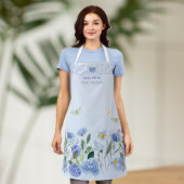 Dog Mom Elegant Floral Blue Personalized Apron Schürze