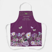 Dog Mom Elegant Floral Purple Personalized Apron Schürze (Vorderseite)