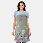 Dog Mom Elegant Floral Sage Personalized Apron Schürze (Getragen)