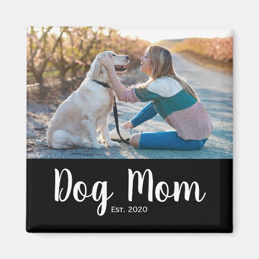 Dog Mom Established Photo Gift Magnet (Vorne)