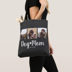 Dog Mom Established Schrift Schwarz 3 Foto Tasche