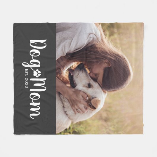 Dog Mom Established Script Photo Fleecedecke (Vorderseite (Horizontal))