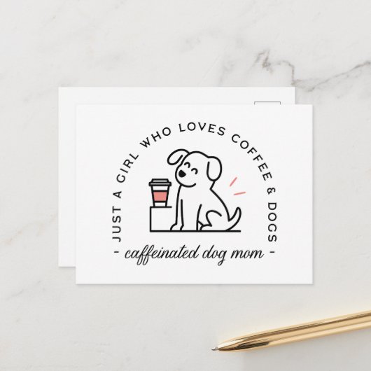 Dog mom funny coffee lovers girly quotes postkarte (Vorderseite/Rückseite Beispiel)