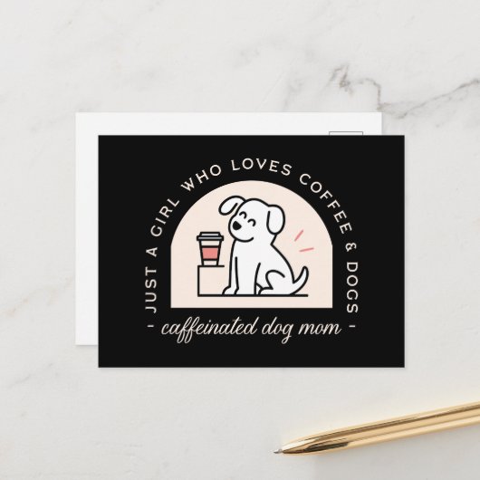 Dog mom funny coffee lovers girly quotes postkarte (Vorderseite/Rückseite Beispiel)
