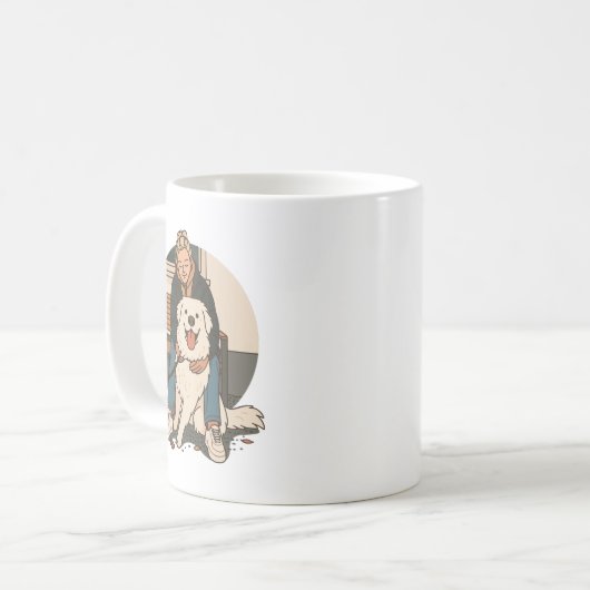 Dog Mom Hugging Fluffy Puppy Cute Pet Moment Kaffeetasse (Vorderseite Links)