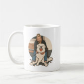Dog Mom Hugging Fluffy Puppy Cute Pet Moment Kaffeetasse (Links)