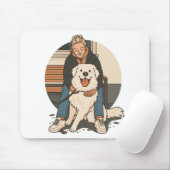 Dog Mom Hugging Fluffy Puppy Cute Pet Moment Mousepad (Mit Mouse)
