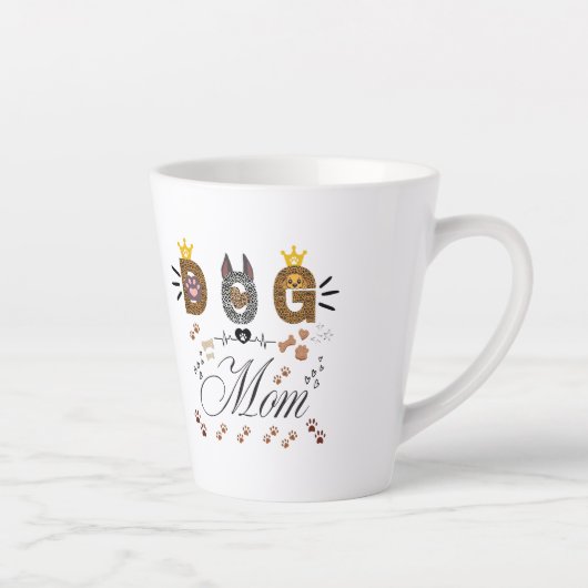 Dog Mom Leopard Print Paw Design/Leopard Dog Mom Milchtasse (Rechts)