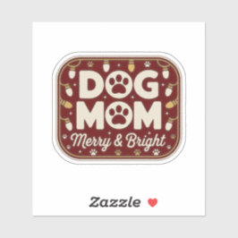 Dog Mom - Merry & Bright Holiday Badge Aufkleber