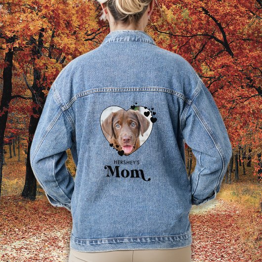 Dog MOM Personalized Heart Dog Lover Pet Foto Jeansjacke