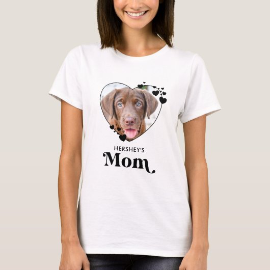 Dog MOM Personalized Heart Dog Lover Pet Foto T-Shirt (Vorderseite)