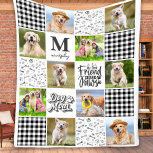 DOG MOM Personalized Photo Collage Unique Quilt  Fleecedecke