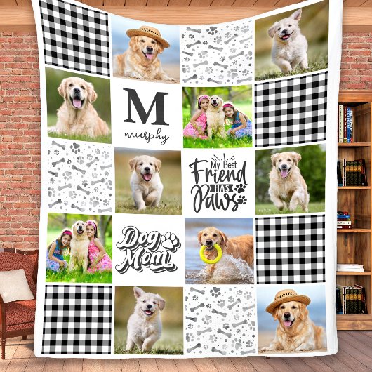 DOG MOM Personalized Photo Collage Unique Quilt Fleecedecke
