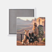 Dog Mom photo memory monogram Magnet (Vorderseite/Rückseite)