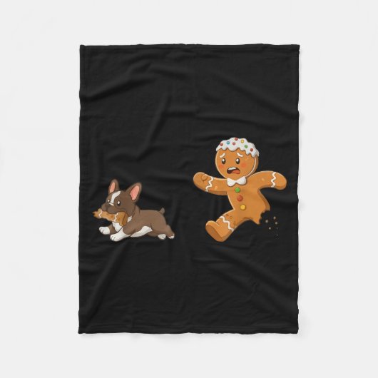 Dog Mom Shirt Gingerbread Chasing French Bulldog C Fleecedecke (Vorderseite)