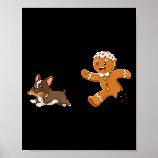 Dog Mom Shirt Gingerbread Chasing French Bulldog C Poster (Vorne)