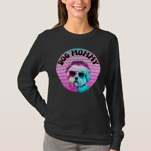 Dog Mommy Sunset in Rosa T-Shirt (Vorderseite)