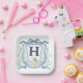 Dog Monogram Blue Pappteller (Party)