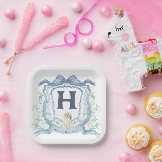 Dog Monogram Blue Pappteller (Party)