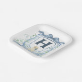 Dog Monogram Blue Pappteller (Gewinkelt)