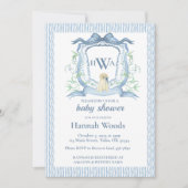 Dog Monogram Wappen Babydusche Einladung (Vorderseite)