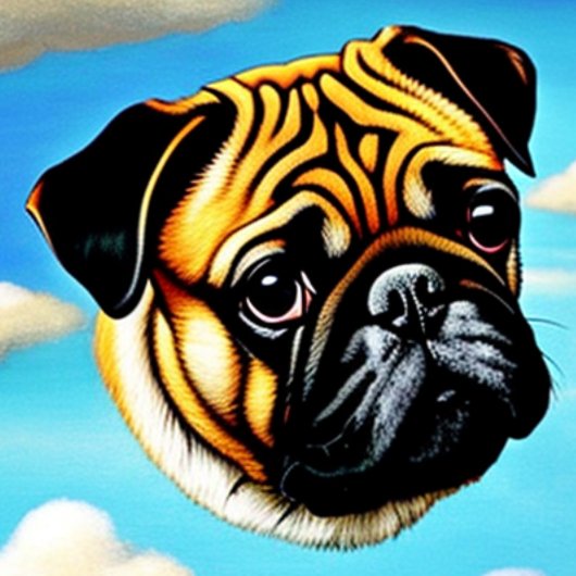DOG-Mops-Gesicht in einem Sky-T - Shirt