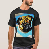 DOG-Mops-Gesicht in einem Sky-T - Shirt (Vorderseite)