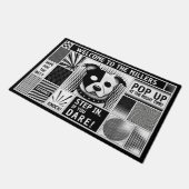 Dog-Motiv im bento-Grid-Pop-Kunststil Schwarz-weiß Fußmatte (Schrägansicht)