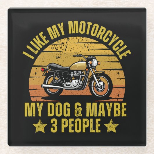 Dog Motorrad Glasuntersetzer (Vorderseite)
