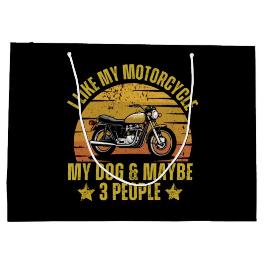 Dog Motorrad Große Geschenktüte (Rückseite)