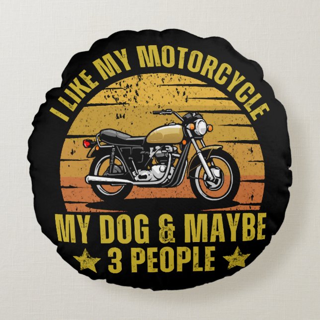 Dog Motorrad Rundes Kissen (Vorderseite)