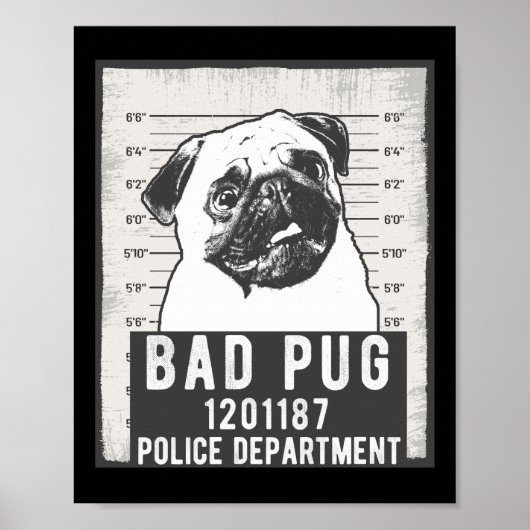 Dog Mug Shot Criminal Pug Poster (Vorne)