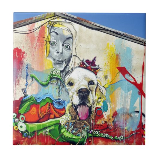 Dog Mural Graffiti Fliese (Vorderseite)