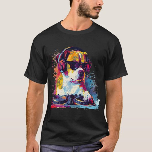 Dog Music DJ Techno Turntable DJ Dog Artwork EDM T-Shirt (Vorderseite)