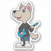 Dog Musician Gitarre Aufkleber (Vorderseite)