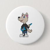 Dog Musician Gitarre Button (Vorderseite)