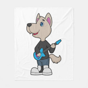 Dog Musician Gitarre Fleecedecke