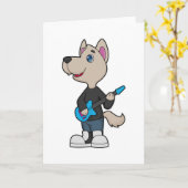 Dog Musician Gitarre Karte (Gelbe Blume)