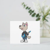 Dog Musician Gitarre Postkarte (Stehend Vorderseite)