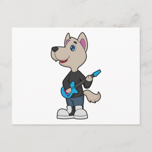 Dog Musician Gitarre Postkarte (Vorderseite)