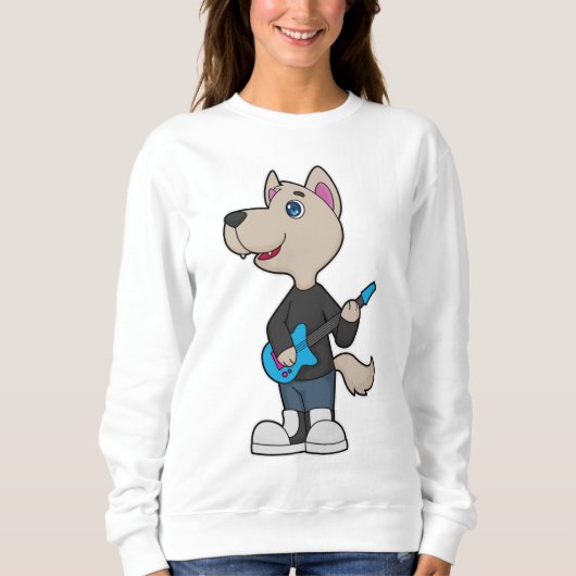 Dog Musician Gitarre Sweatshirt (Vorderseite)